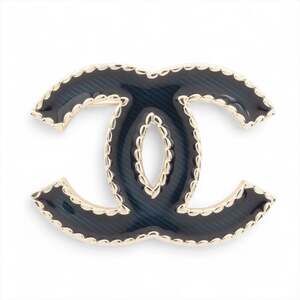 CHANEL Authentic Blue Logo Brooch
